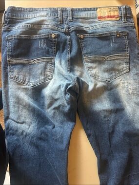 Buffalo David Bitton Men's Distressed Blue Straight Jeans